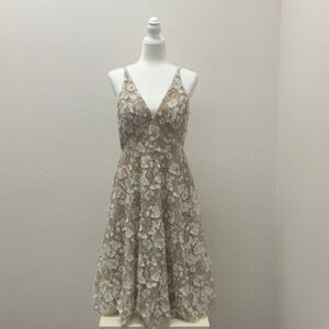 DRESS THE POPULATION MIDI Elegant Floral Lace Dress